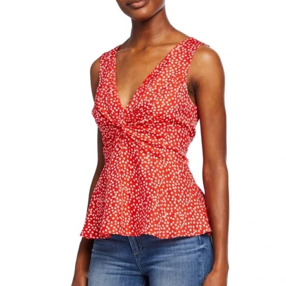 Rebecca Taylor Red and White Floral Blouse Size 4